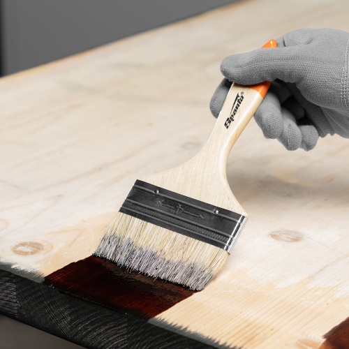 Кисть плоская Slimline 4" (100 мм) натуральная щетина, деревянная ручка Sparta фото 6