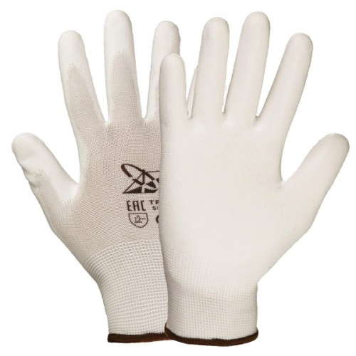 ПЕРЧАТКИ НЕЙЛОНОВЫЕ С ПОЛИУРЕТАНОВЫМ ПОКРЫТИЕМ БЕЛЫЕ