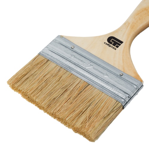 Кисть плоская 100 мм, натуральная щетина, деревянная ручка Сибртех фото 3