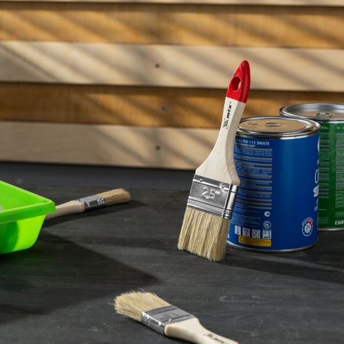 Кисть плоская "Стандарт" 2.5" (63 мм) натуральная щетина, деревянная ручка MTX фото 6