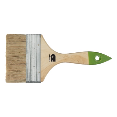 Кисть плоская 100 мм, натуральная щетина, деревянная ручка Сибртех фото 2