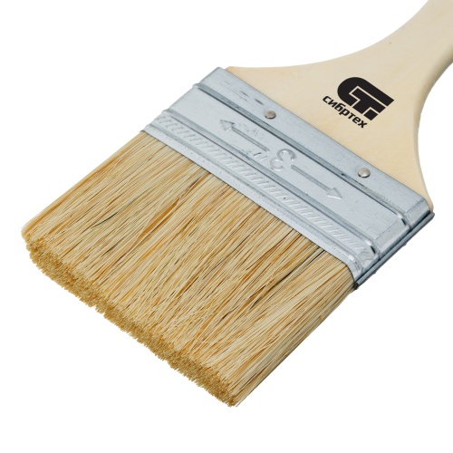 Кисть плоская 75 мм, натуральная щетина, деревянная ручка Сибртех фото 3