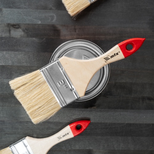 Кисть плоская "Стандарт" 3" (75 мм) натуральная щетина, деревянная ручка MTX фото 5