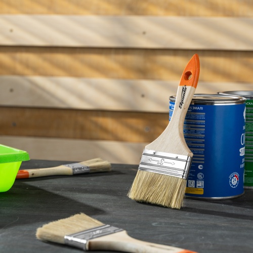 Кисть плоская Slimline 3" (75 мм) натуральная щетина, деревянная ручка Sparta фото 7