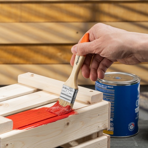 Кисть плоская Slimline 1.5" (38 мм) натуральная щетина, деревянная ручка Sparta фото 8