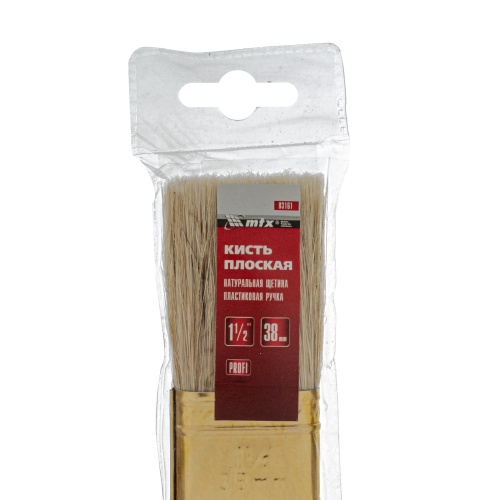 Кисть плоская "Профи" 1.5", натуральная щетина, пластмассовая ручка MTX фото 5