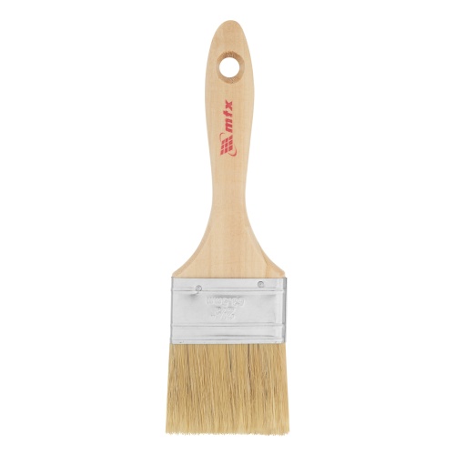 Кисть плоская "Евро" 2.5", натуральная щетина, деревянная ручка MTX фото 2