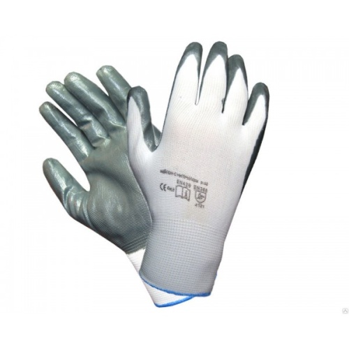 ПЕРЧАТКИ НЕЙЛОНОВЫЕ СЕРЫЕ С НИТРИЛЬНЫМ ПОКРЫТИЕМ