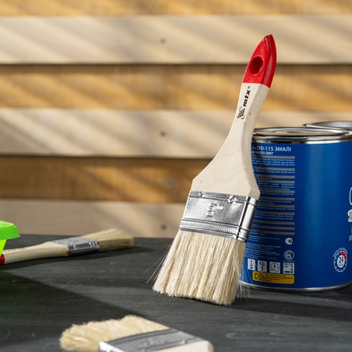 Кисть плоская "Стандарт" 3" (75 мм) натуральная щетина, деревянная ручка MTX фото 6