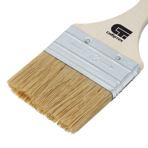 Кисть плоская 63 мм, натуральная щетина, деревянная ручка Сибртех фото 3