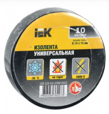 Изолента ПВХ IEK UIZ-13-10-10M-K02 0,13х15мм 10м черная Изолента ПВХ IEK UIZ-13-10-10M-K02 0,13х15мм 10м черная