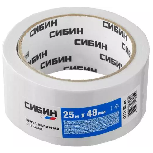 Лента малярная Cибин 12111-50_z01 креповая 48 мм 25 м Лента малярная Cибин 12111-50_z01 креповая 48 мм 25 м