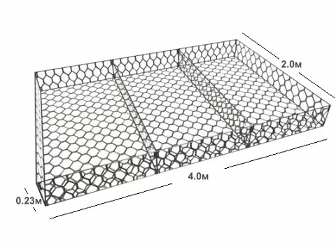 Матрац Рено 4,0 x 2,0 x 0,23 м Матрац Рено 4,0 x 2,0 x 0,23 м