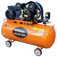 Воздушный компрессор GRAMEX LKB 100-2200 400л/мин, объем100л, 2.2кВт, 8бар, 2850об/мин 020079