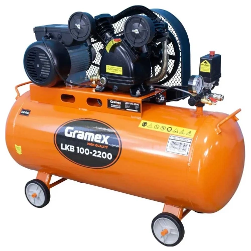 Воздушный компрессор GRAMEX LKB 100-2200 400л/мин, объем100л, 2.2кВт, 8бар, 2850об/мин 020079 Воздушный компрессор GRAMEX LKB 100-2200 400л/мин, объем100л, 2.2кВт, 8бар, 2850об/мин 020079