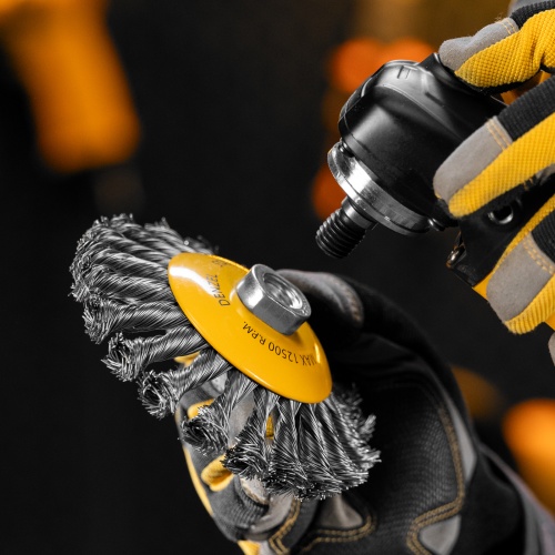 Щетка для УШМ, 125 мм, "Тарелка", крученая нержавеющая проволока 0.5 мм, М14 Denzel фото 9 Щетка для УШМ, 125 мм, "Тарелка", крученая нержавеющая проволока 0.5 мм, М14 Denzel фото 9