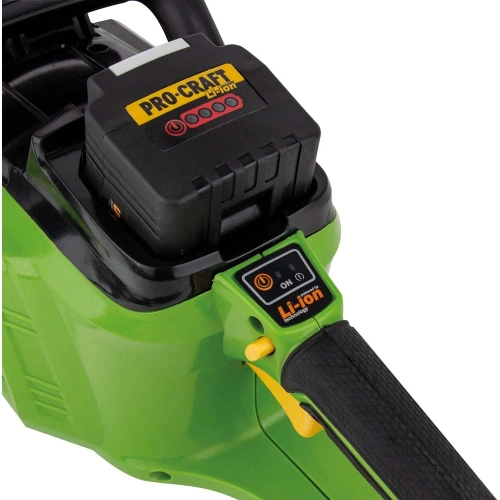 Пила цепная аккумуляторная PROCRAFT 40В 14'' (35 см) (АКБ 4Ач+ЗУ+Шина+Цепь) PKA-40Li фото 11 Пила цепная аккумуляторная PROCRAFT 40В 14'' (35 см) (АКБ 4Ач+ЗУ+Шина+Цепь) PKA-40Li фото 11