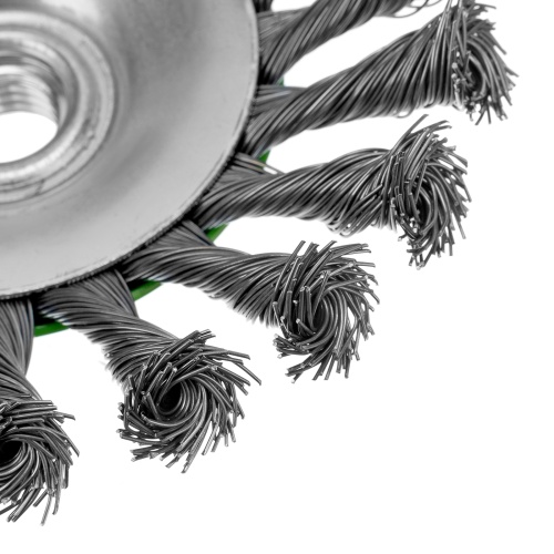 Щетка для УШМ, 125 мм, М14, "тарелка", крученая металлическая проволока Сибртех фото 5 Щетка для УШМ, 125 мм, М14, "тарелка", крученая металлическая проволока Сибртех фото 5