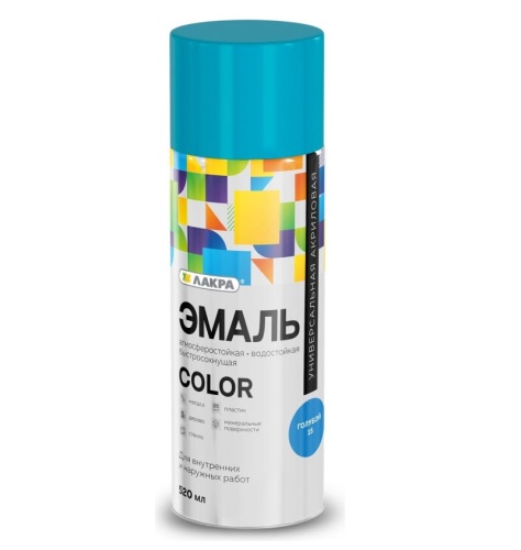 Эмаль аэрозольная Лакра Color универсальная голубая 15 520 мл