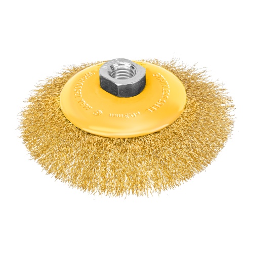 Щетка для УШМ, 125 мм, "Тарелка", витая нержавеющая проволока 0.3 мм, М14 Denzel фото 6