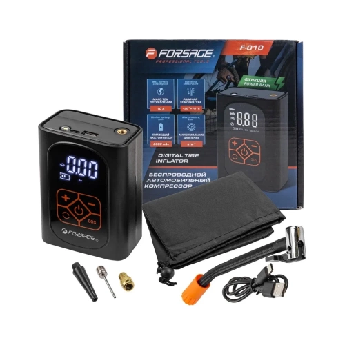 Компрессор поршневой автомобильный Forsage беспроводной с цифровым манометром (25л/мин,) F-010(30186)
