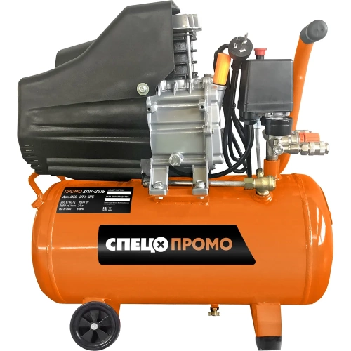 Компрессор поршневой электрический СПЕЦ ПРОМО с прямым приводом КПП-2415, 24л, 1,5кВт, 186л/мин, 8Атм, без аксессуаров 4155