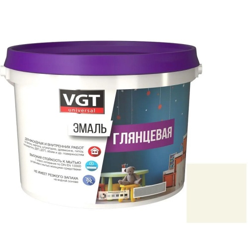 Эмаль универсальная VGT глянцевая Ral 9001 ванильная 10 кг