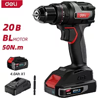 Профессиональный бесщеточный ударный шуруповерт DELI DE-CZ20-2A4 (1 АКБ, 4Ач х 20В +ЗУ, 10мм, 50Нм, сумка) 168693