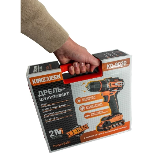 Шуруповерт KINGQUEEN бесщеточный, ударный, 21В, патрон 13мм, 2АКБ, KQ-903D фото 10 Шуруповерт KINGQUEEN бесщеточный, ударный, 21В, патрон 13мм, 2АКБ, KQ-903D фото 10