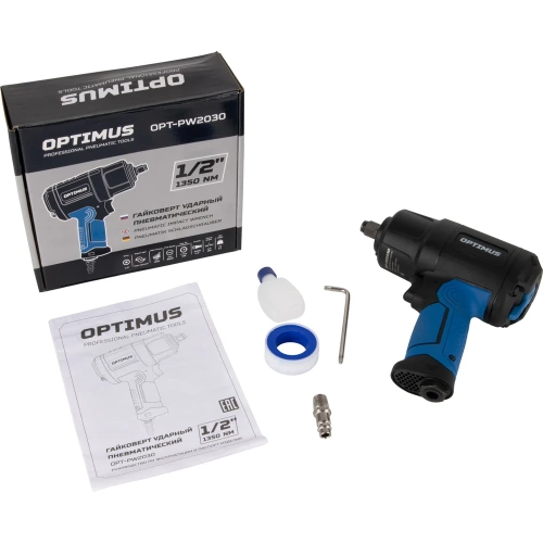 Гайковерт пневматический ударный Optimus привод 1/2, 1350 Нм OPT-PW2030 Гайковерт пневматический ударный Optimus привод 1/2, 1350 Нм OPT-PW2030