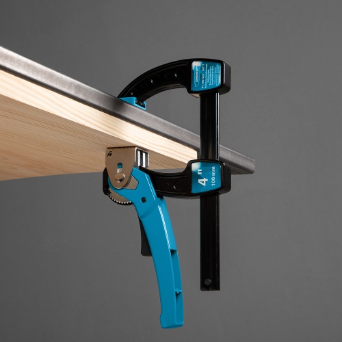 Струбцина реечная быстрозажимная 4, металлический корпус, рычажный храповой механизм, 100 мм Gross фото 8