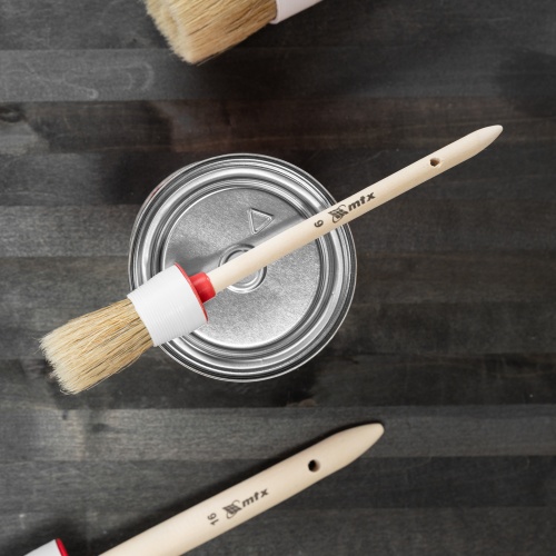 Кисть круглая № 6 (30 мм) натуральная щетина, деревянная ручка MTX фото 6