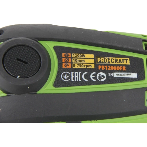 Шуруповерт электрический PROCRAFT 1200 Вт, 25 Нм, 0-750 об/мин, DFR PB1200DFR фото 6