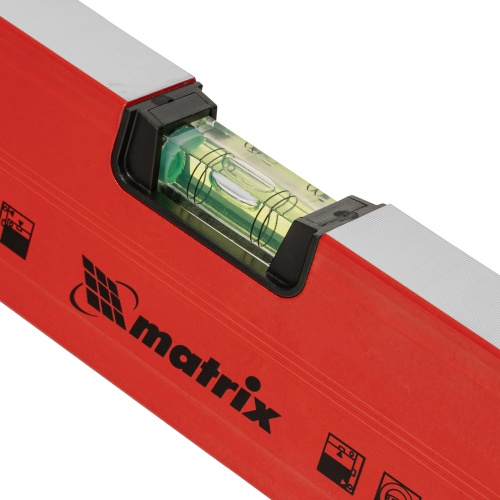 Уровень алюминиевый магнитный, 1000 мм, фрезерованный, 3 глазка (1 зеркальный) усиленный Matrix фото 3