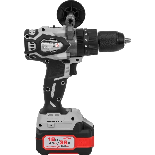 Бесщеточная ударная аккуммуляторная дрель-шуруповерт Интерскол ДАУ-13/36В 140 Li-ion АПИ (кейс, 2 аккум. 2,0Ач, ЗУ) 852.2.2.70 фото 4 Бесщеточная ударная аккуммуляторная дрель-шуруповерт Интерскол ДАУ-13/36В 140 Li-ion АПИ (кейс, 2 аккум. 2,0Ач, ЗУ) 852.2.2.70 фото 4
