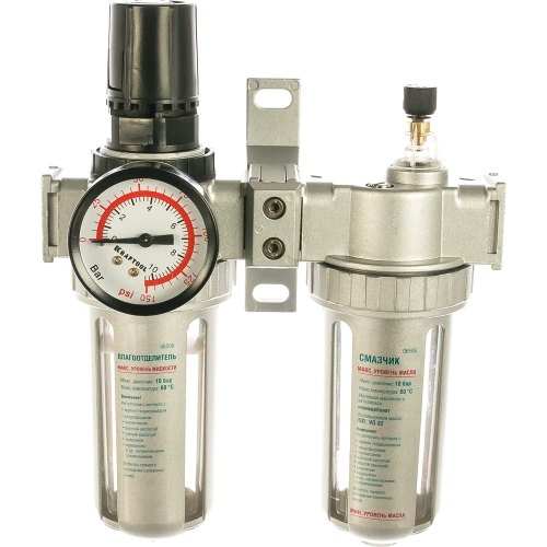 Набор аксессуаров Kraftool Industrie Qualitat для пневмосистем манометр влагоотделитель смазчик 06505 Набор аксессуаров Kraftool Industrie Qualitat для пневмосистем манометр влагоотделитель смазчик 06505