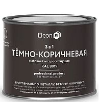 Грунт-эмаль по ржавчине Elcon 3 в 1 матовая Ral 8019 темно-коричневая 0,4 кг