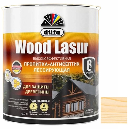 Пропитка лессирующая для защиты древесины Dufa Wood Lazur бесцветная 0,9 л