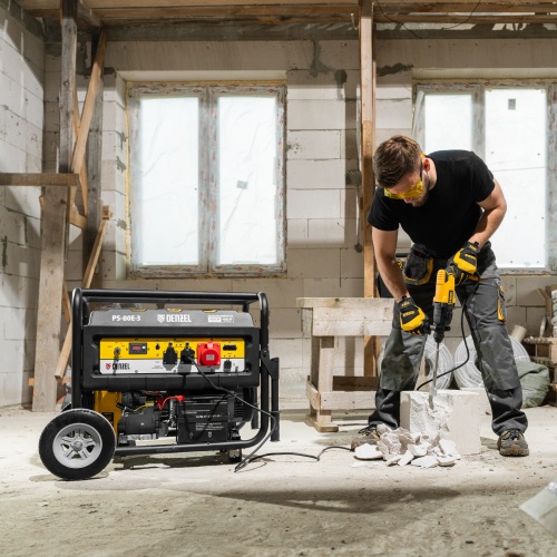 Генератор бензиновый PS 80 E-3, 6.6 кВт, 400 В, 25 л, электростартер Denzel фото 30