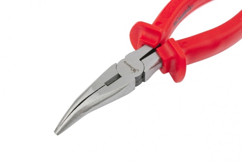 Длинногубцы изогнутые Econom, 160 мм, шлифованные, пластмассовые рукоятки Matrix фото 3