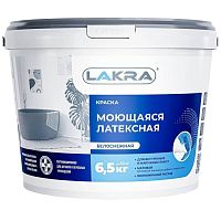 Краска моющаяся латексная Лакра белоснежная 6,5 кг