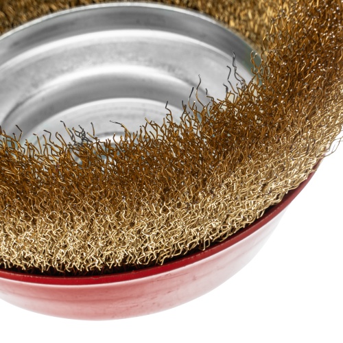 Щетка для УШМ, 150 мм, М14, "чашка", латунированная витая проволока Matrix фото 5