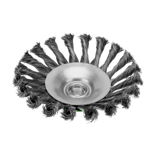 Щетка для УШМ, 125 мм, М14, "тарелка", крученая металлическая проволока Сибртех фото 2 Щетка для УШМ, 125 мм, М14, "тарелка", крученая металлическая проволока Сибртех фото 2