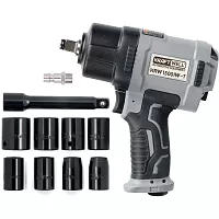 Пневматический ударный гайковерт с комплектом ударных головок KraftWell 1/2", 1500 Нм KRW1500IW-T