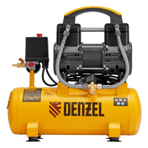 Компрессор безмасл. малошумный DLP-950/10, 950Вт,10 л, 2850 об/мин, 170 л/мин Denzel фото 5