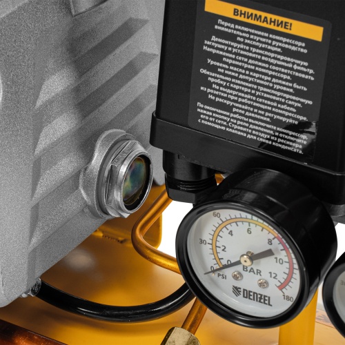 Компрессор воздушный DC1500/24, прямой привод, 1.5 кВт, 24 литра, 220 л/мин Denzel фото 15