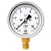 Манометр РОСМА КМ-22Р радиальный (0-10кПа) М20х1.5 1.5, ДК100мм D070-06549