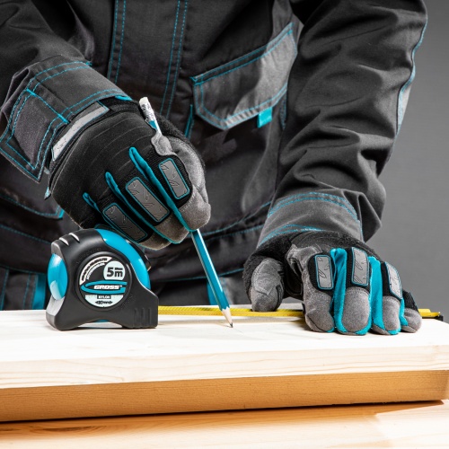 Рулетка "Schlagfest",5 м x 25 мм,магнитный обрезиненный зацеп,двусторонняя шкала,Нейлоновое покрытие,автоматическая фиксация Gross фото 8