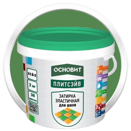 Затирка эластичная Основит Плитсэйв XC6 E тёмно-зелёная 052 2 кг