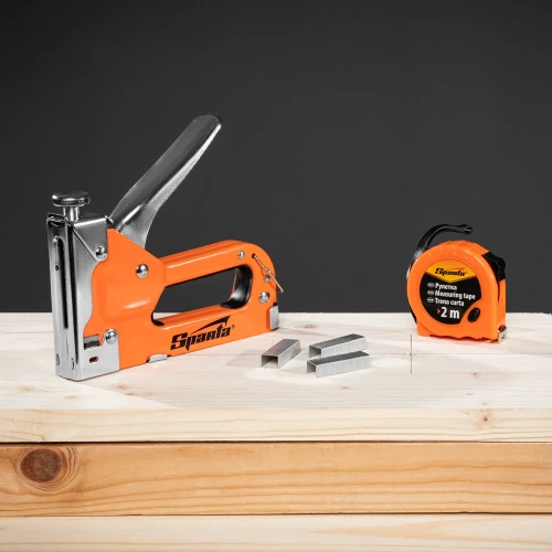 Набор SPARTA степлер мебельный регулируемый, скобы 500 шт, рулетка 2 м, тип скобы 53, 6-14 мм 42003 фото 7 Набор SPARTA степлер мебельный регулируемый, скобы 500 шт, рулетка 2 м, тип скобы 53, 6-14 мм 42003 фото 7